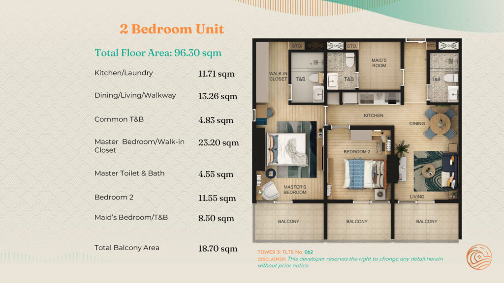 2-Bedroom Unit at Tower 3 of Costa Mira Beachtown Mactan | SpacesPH.com