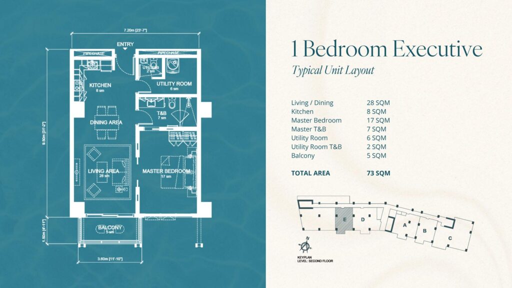 1-Bedroom Unit Executive Floor Plan at Aruga Mactan | SpacesPH.com