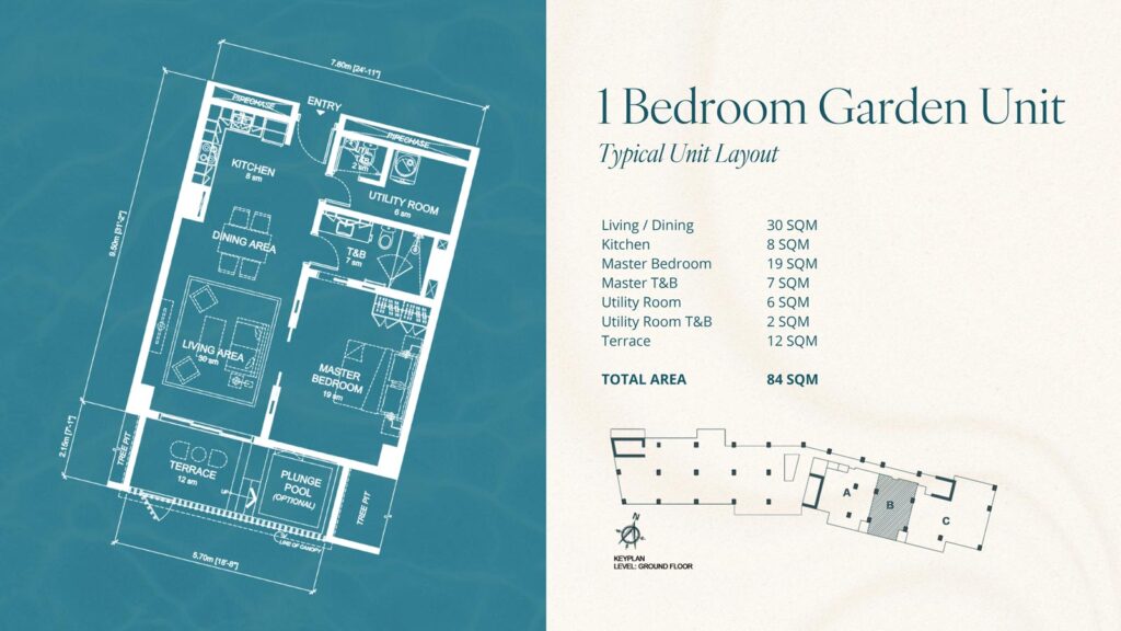 1-Bedroom Garden Unit Floor Plan at Aruga Mactan | SpacesPH.com