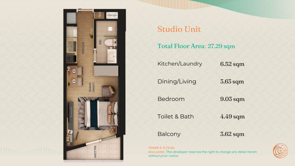 Studio Unit at Tower 3 of Costa Mira Beachtown | SpacesPH.com