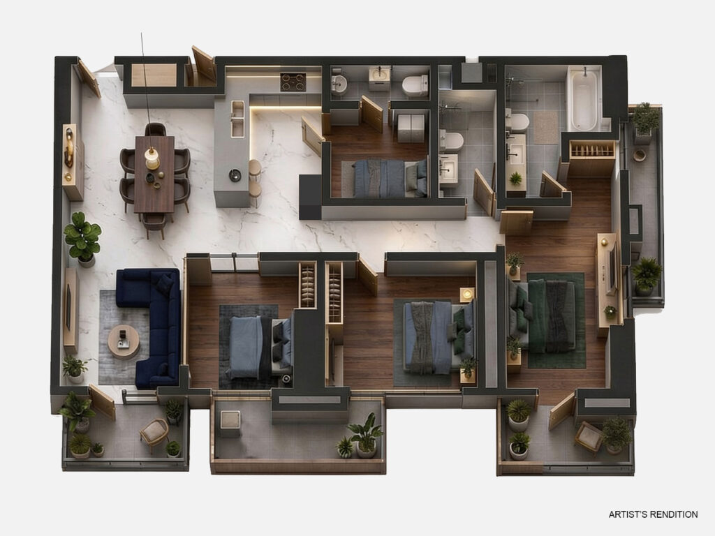 The Wave Towers - Nagomi - 3 Bedroom Unit - Floor Plan