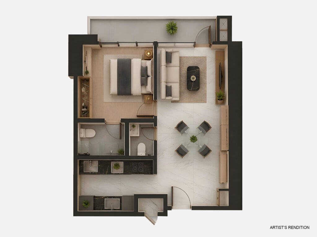 The Wave Towers - Nagomi Tower - One-Bedroom - Floor Plan | SpacesPH.com